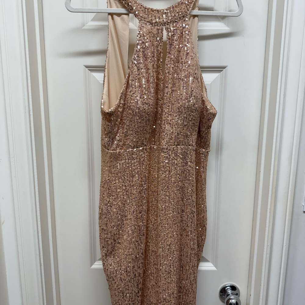 Elegant Sequin Halter Dress